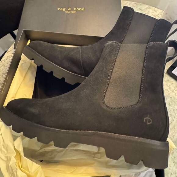 Rag & Bone Men's Suede Chelsea Boots in Black - Size 11 - 70% OFF (MSRP $595) - Picture 1 of 8